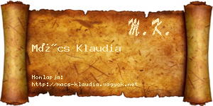 Mács Klaudia névjegykártya