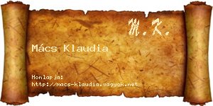 Mács Klaudia névjegykártya