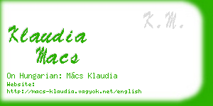 klaudia macs business card