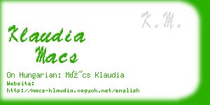 klaudia macs business card